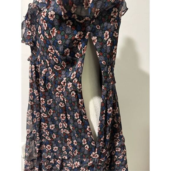 Joie 100% silk Adanson mini dress floral print ruffle sheer  long sleeve 4 - Picture 6 of 12